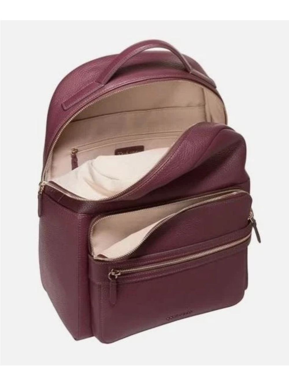 Cole Haan Burgundy Leather Backpack with Gold Hardware - Picture 3 of 4